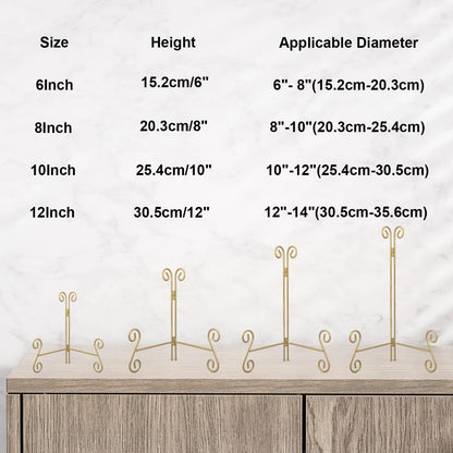 Plate Holder Display Stand, 12 Inch Gold Iron Easel for Large Platters, Photos, and Decorative Plates (1PACK)