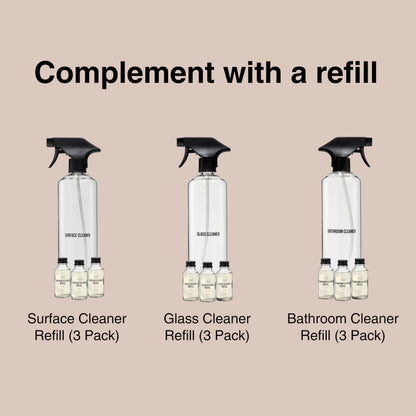 Public Goods Empty Glass Spray Bottle for Bathroom Cleaner | Refillable Spray Bottle for Cleaning | Made with Clear Borosilicate Glass for Toilets, Tile, Showers, Sinks | BPA Free | 24 Oz
