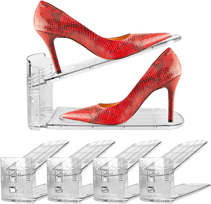 Yes!Fresh Closet 3 4 Pack) Shoe Slots Organizer, Boutique Display Style Shoe Stacker for A Pair of Shoes, Separable