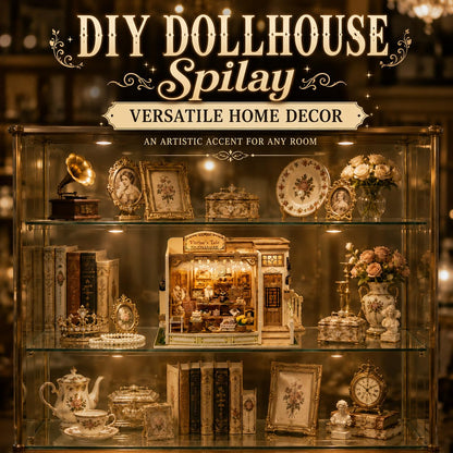 Spilay DIY Miniature House Kit, Vitrine's Tale Miniature Dollhouse Kit with LED Light, Mini House Building Kit Book Nook for Adult, Creative Bookshelf Decoration & Unique Gift