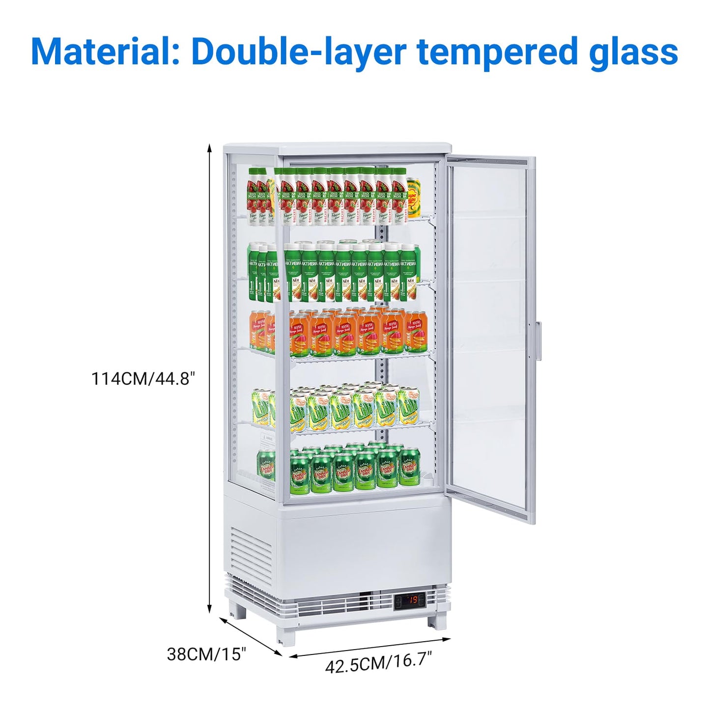 EliteEdge Refrigerated Pastry Display, 3.5 Cu. Ft. Bakery Display Case for Cakes, Pastries, Donuts, Cupcakes and Cookies, Dessert Display Refrigerator for Cafe, Bakery, Deli and Shop Counter, White