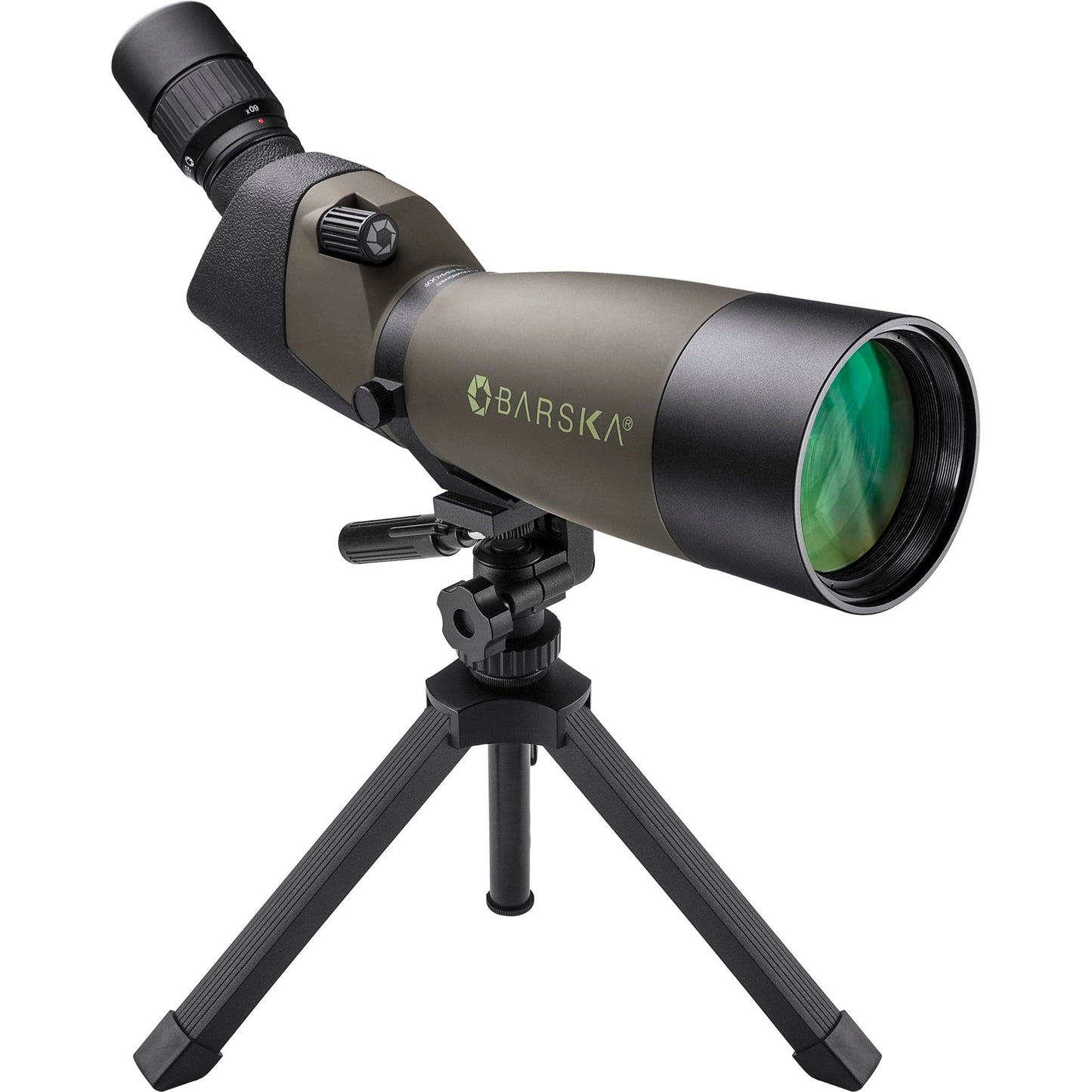 Barska Blackhawk Waterproof 20-60x80 Angled Green Spotting Scope with Tripod for Birding Hunting Shooting Travel Sport Events