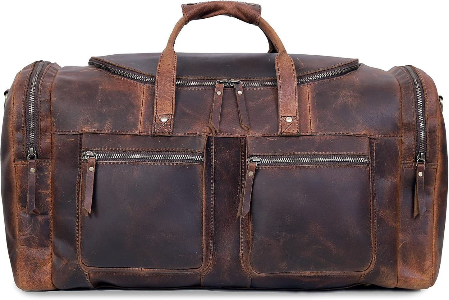 32" Vintage Duffel Classic Style with Modern Outlook Retro Thick Full Grain Cowhide Handmade Airplane Under seat Carry On Bags Leather Gym Overnight Luggage Bag