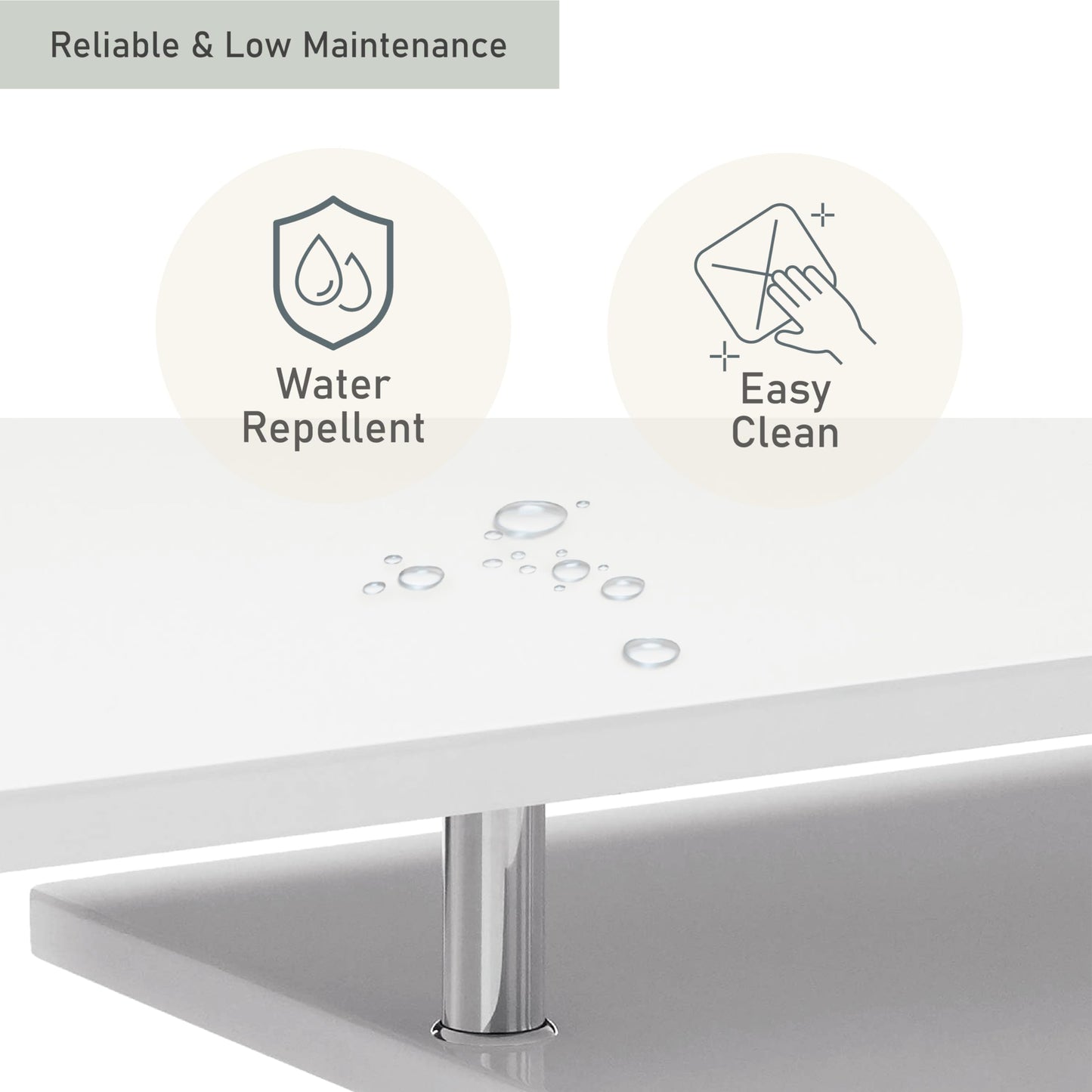 24/7 Shop At Home Vannie 47” Modern Rectangle Coffee Table, Contemporary Furniture, G-Shaped Open Shelf Storage For Living Room, Home Office, Bedroom, Gloss Coating, Round Edge, White