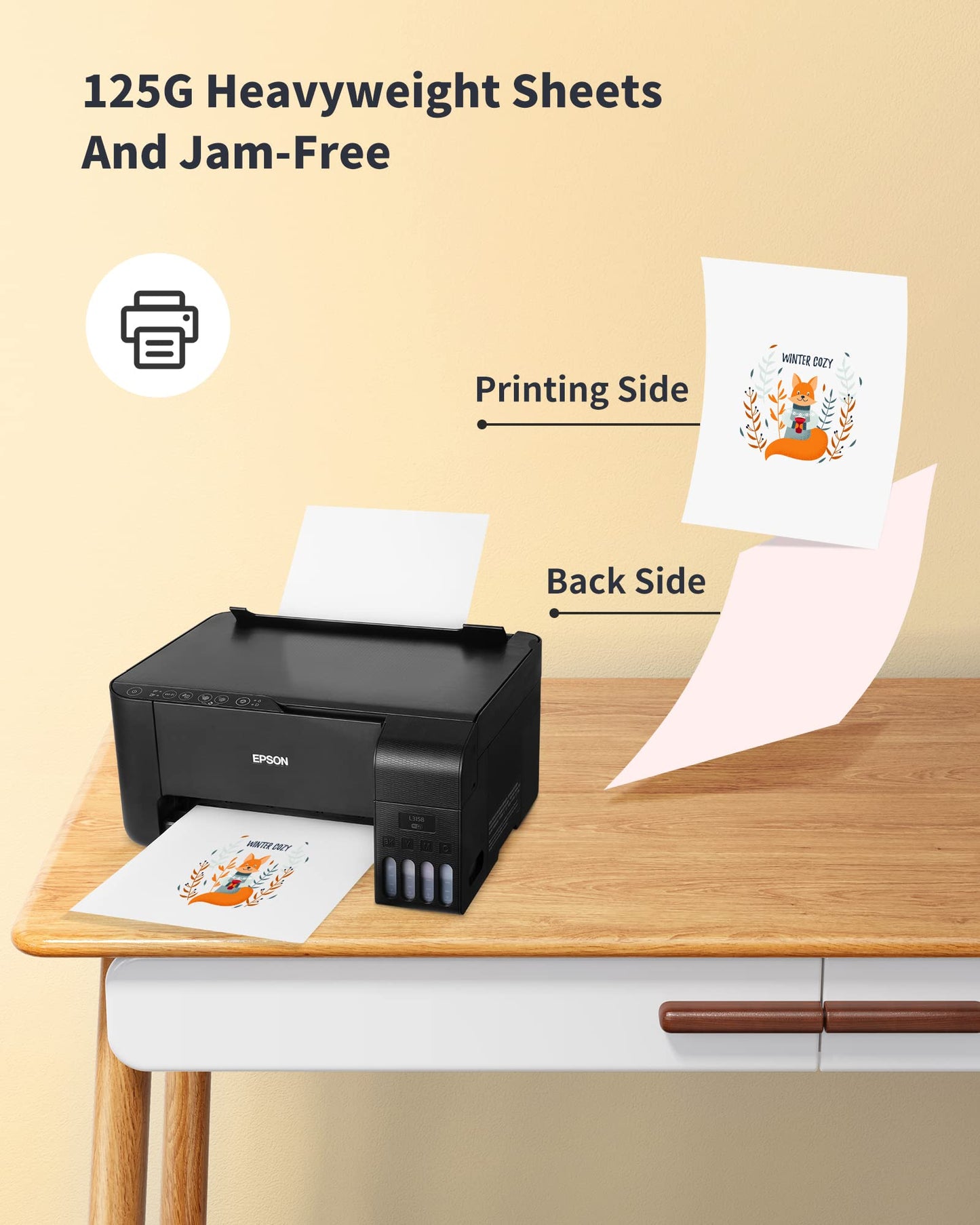 Hiipoo Sublimation Ink Set with 110 Sheet Sublimation Paper 8.5x11” 120G, 2 Pack Teflon Sheet, Heat Tape Compatible for Inkjet Printer ET-2720 ET-2760 ET-2800 ET-2803 ET-2400 ET-4700 ET-4800 ET-15000