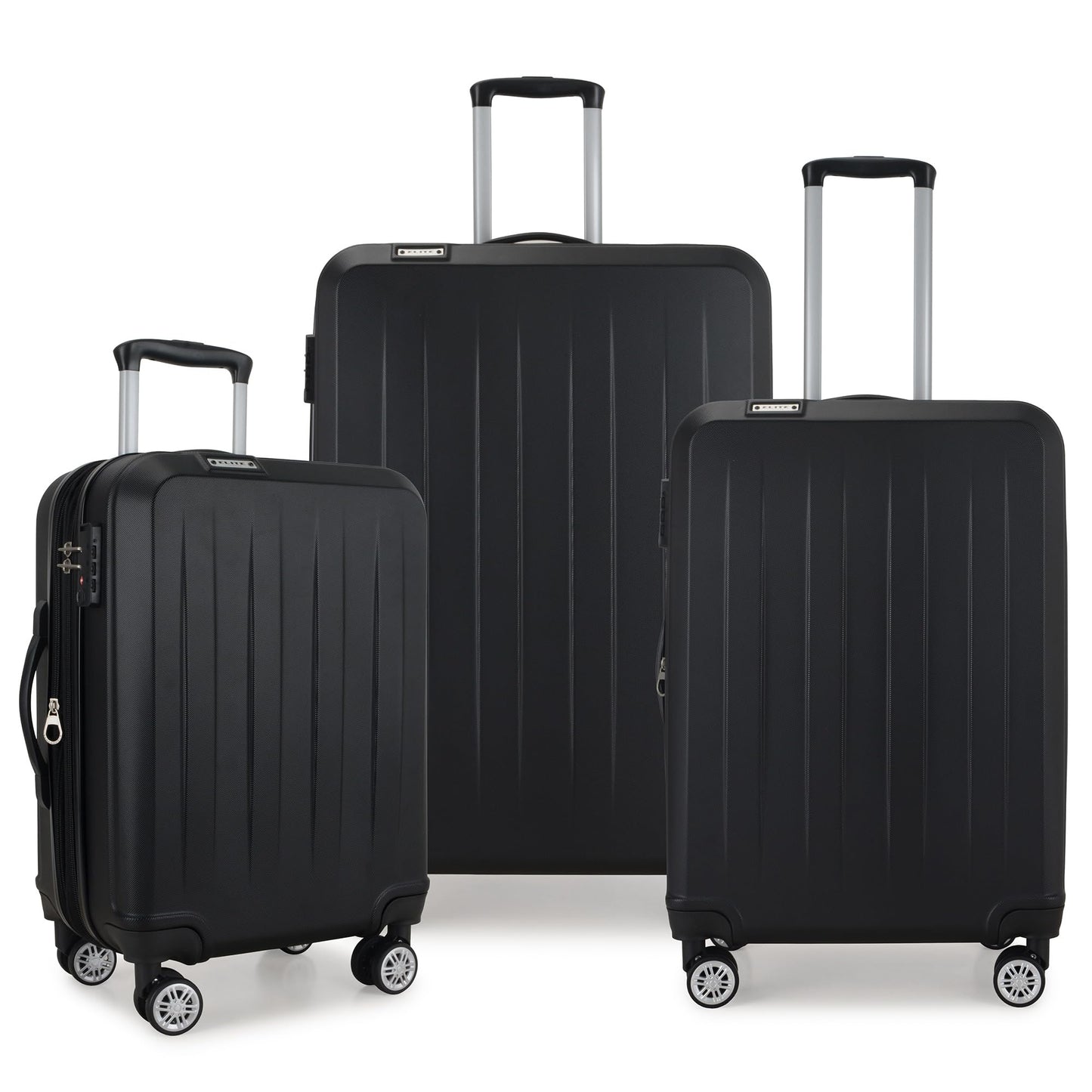 Elite Luggage Expandable Hardside Spinner Luggage,TSA Lock, Black, 3-Piece