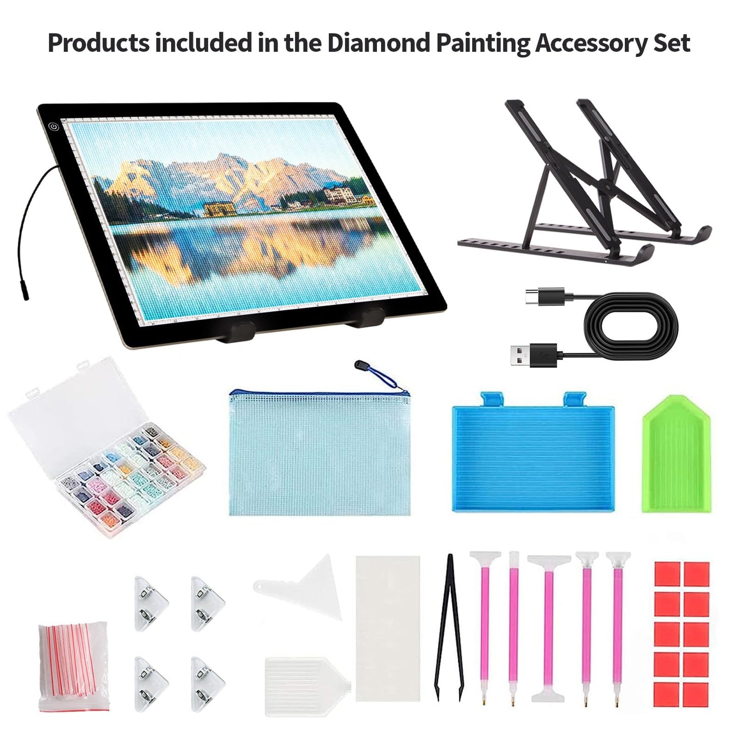 A4 Light Board for Diamond Painting - Tracing Light Box with Stand, Stepless Dimmable 3 Levels Brightness Light Pad, Ultra-Thin LED Light Pad for Weeding Vinyl, Drawing, Diamond Painting