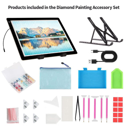 A4 Light Board for Diamond Painting - Tracing Light Box with Stand, Stepless Dimmable 3 Levels Brightness Light Pad, Ultra-Thin LED Light Pad for Weeding Vinyl, Drawing, Diamond Painting
