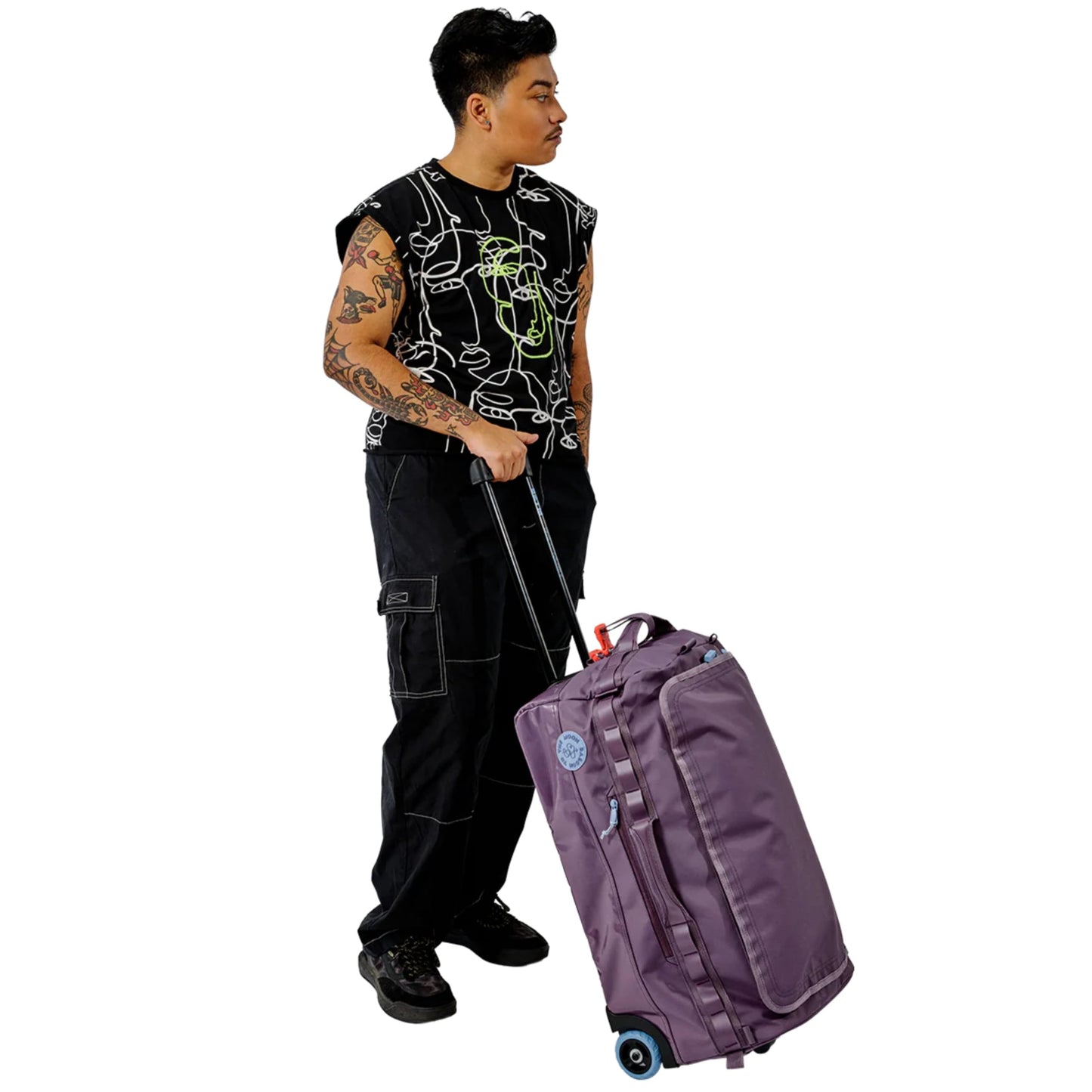 Baboon to the Moon 55L Rolling Duffle Bag with Wheels and Handle | Large Duffle Bag for Travel, Check In Luggage with Wheel, Rolling Suitcase, Travel Luggage, Suitcases with Wheels (Plum Mode)