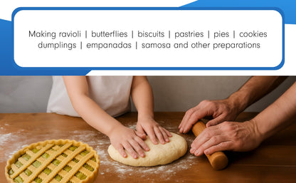 Tredoni 1.6" Pastry Wheel - Dough Stamp Cutter/Crimper, Pasta/Ravioli/Pie Maker, 4cm Stainless Steel Wheel Wooden Handle