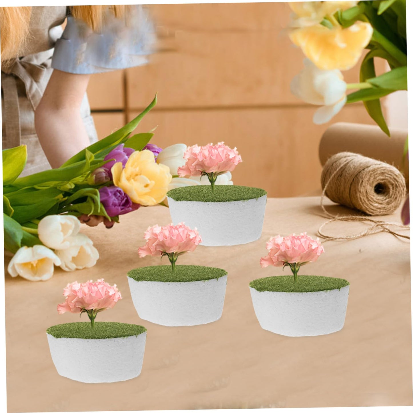 Homsfou 2Pcs Floral Foam Blocks 3.85X3.85X3.54In High Density Craft Foam Insert for Flower Arrangement Bases DIY Floral Supplies for Weddings Events and Home Decoration