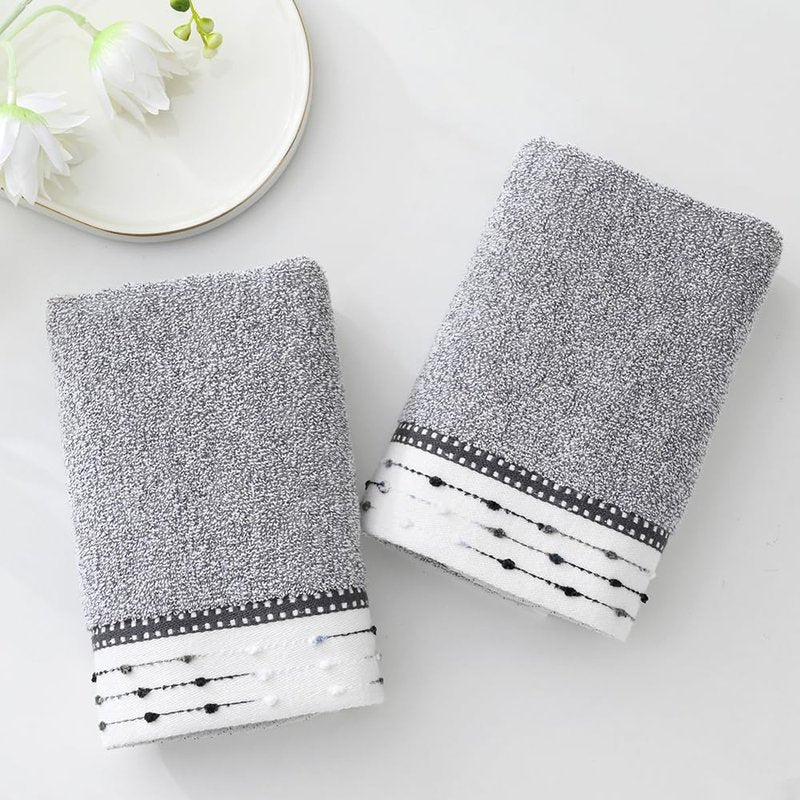 YiLUOMO Grey Hand Towels Tiny Furball Decorative Design Super Soft 100% Terry Cotton Highly Absorbent Bathroom Hand Towel for Home, Hotel, Spa, Pool, Gym 13 x 29 Inch, 2 Pack