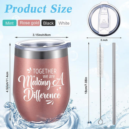Sieral Team Gifts for Employees Thank You Tumbler Bulk Employee Christmas Appreciation Gifts for Coworkers Office Staff 12 oz Stainless Steel Tumbler with Lid and Straw(Novel Style,24 Pcs)