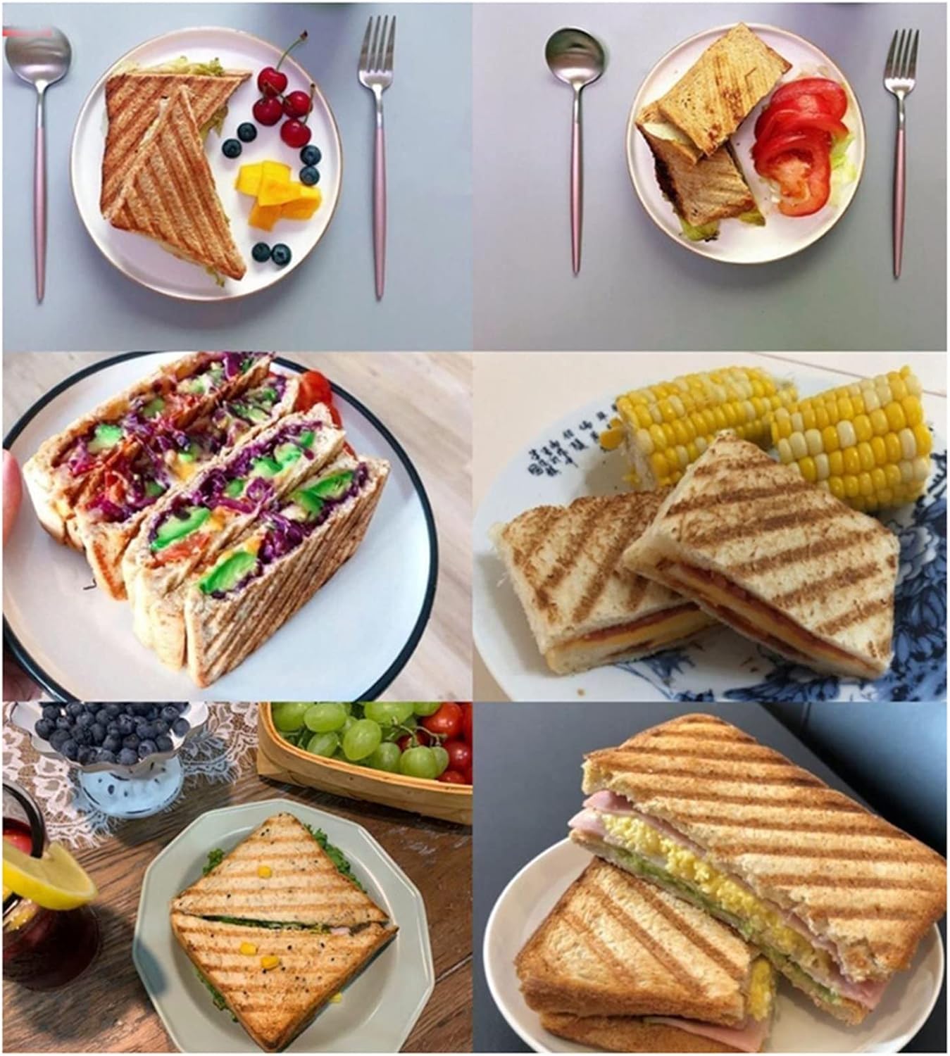 Shipenophy Hot Sandwich Maker - Double Sided Frying Pan, Nonstick Panini Maker, Kitchen Appliances