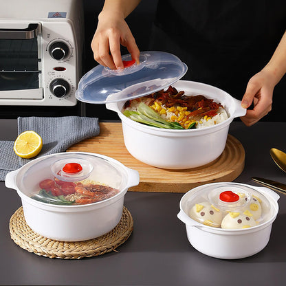 POYIPI 3 Piece Microwave Bowls with Lids Microwave Safe Bowls Microwavable Dishes for Heating Food, Dorm Kitchen Essentials, Cookware Kitchen Supplies, BPA Free