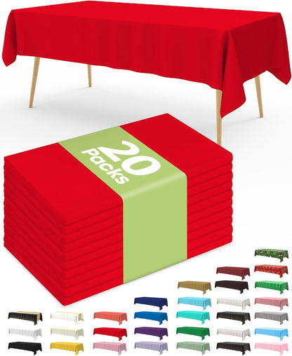 20 Pack, 54 108 Inch Pureegg Plastic Table Cloth Disposable x Table Cloths, Valentines Day, Thanksgiving, Christmas