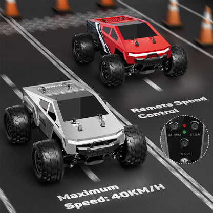 WayEee 1:18 Fast RC Car 40 KPH High Speed 4X4 Remote Control Monster Truck, All Terrain Vehicles Toy with 2 Batteries, 2.4GHz Remote Control, 2 PVC Shell Off-Road Pickup, Gift for Kids and Adults
