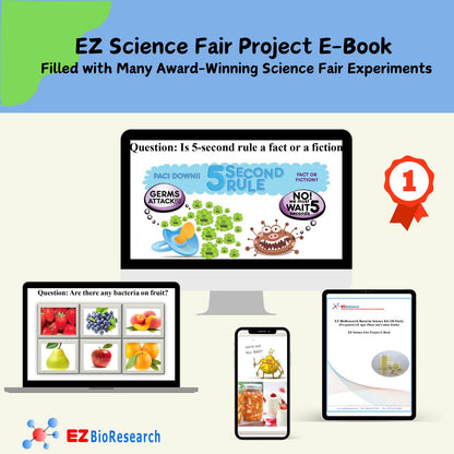 EZ BioResearch Bacteria Science Kit (IV): Top Science Fair Project Kit. Prepoured LB-Agar Plates And Cotton Swabs. Exclusive Free Science Fair Project E-Book Packed With Award Winning Experiments (IV)