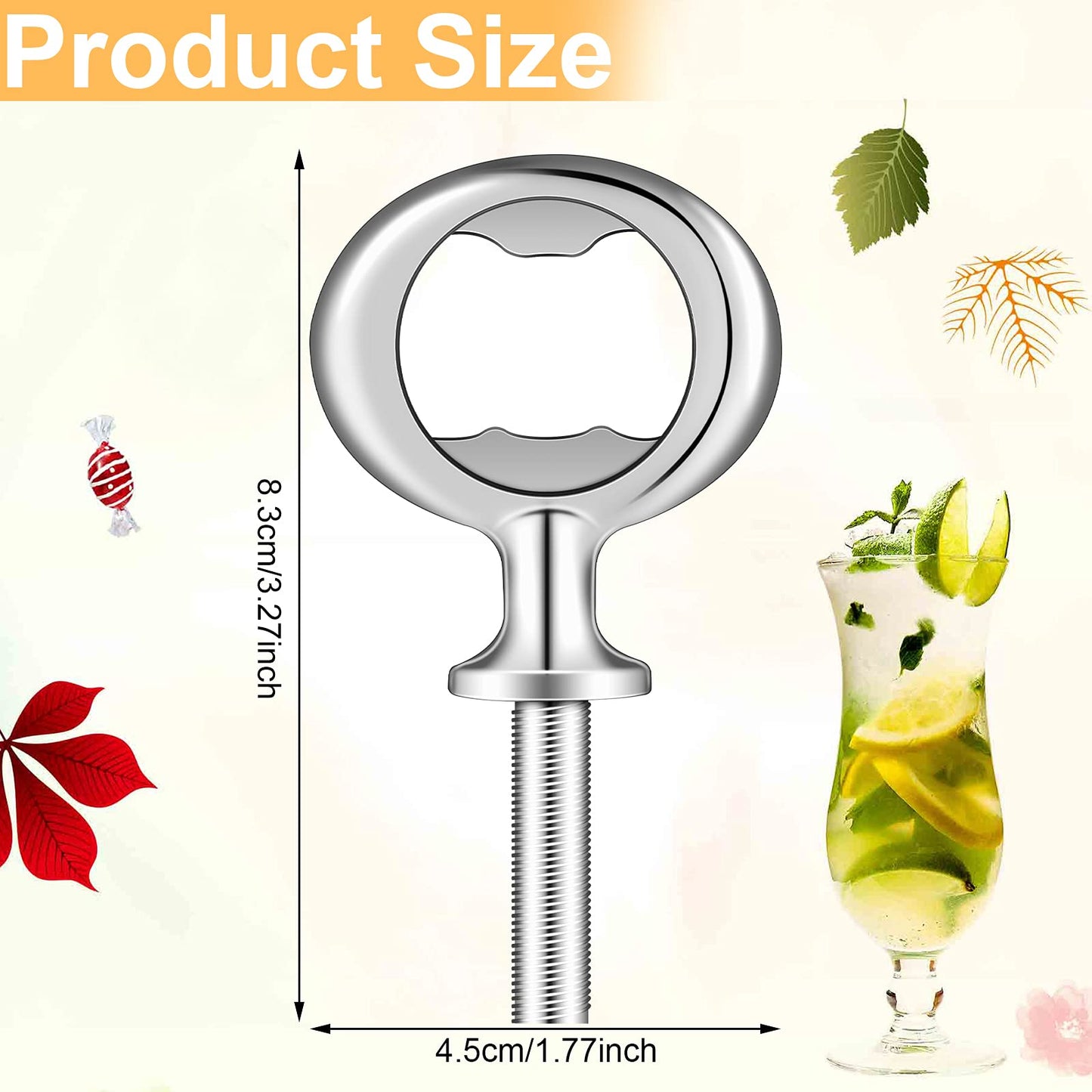 Cunhill 7 Pcs Metal Bottle Opener Blank Bulk Bottle Opener Inserts Parts Pieces Kit for Wood Craft DIY Project Turning Threaded Beer Hardware Turning Wedding Wine Party Ot Month (Silver)