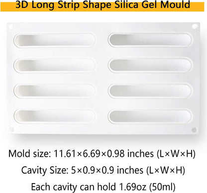 OCPO KITCHEN Eclair Silicone Mold for Baking Mousse Cake, 3D Baking Mold for Cakes, 8-Cavity