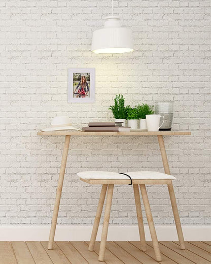 Malden International Designs Rustic Fashion Wide Linear Wooden Picture Frame, White Wash, 5x7
