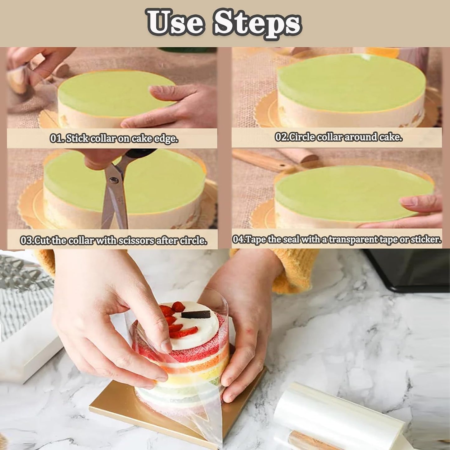 Cake Collars, Transparent Cake Rolls, 4 x 394inch Acetate Cake Collar Roll for Decorating Cake