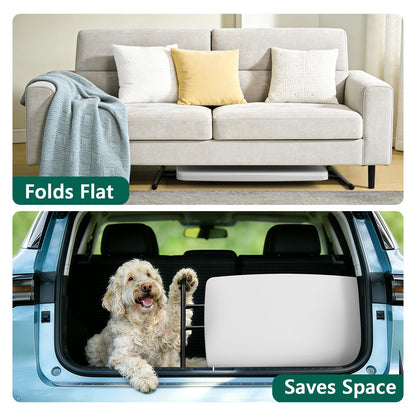 MAKE CHANGES Folding Table 30 Inch - Small Desk Adjustable Height TV Tray for Laptop, Couch, Camping - Heavy Duty Utility Foldable Table for Small Spaces, No Assembly Required, White Granite