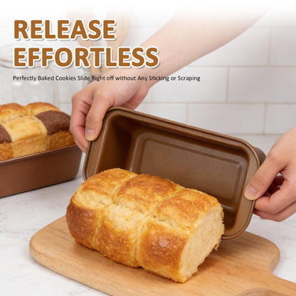 KOOMADE 10PCS Nonstick Baking Pans Set - Bakeware Sets for Cooking, Oven and Dishwasher Safe, Non Toxic, Includes Cookie Sheets for Baking, Muffin Pan, Bread Pan, Cake pan, Loaf Pan, Roasting Pan Gold