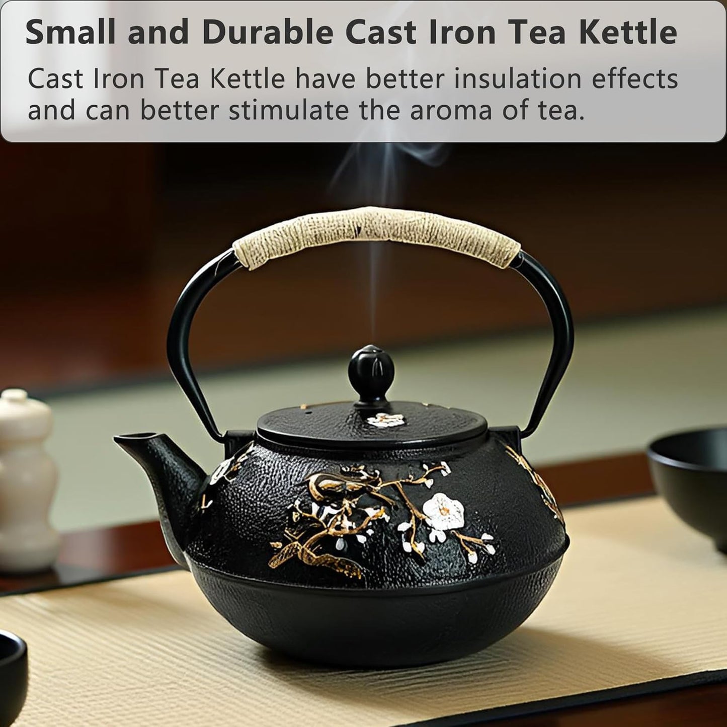 27oz Tea(800ML) YJX Small Cast Iron Teapot for Stovetop, Japanese Tetsubin with Enamel, Beautiful Decorative Tea Pot