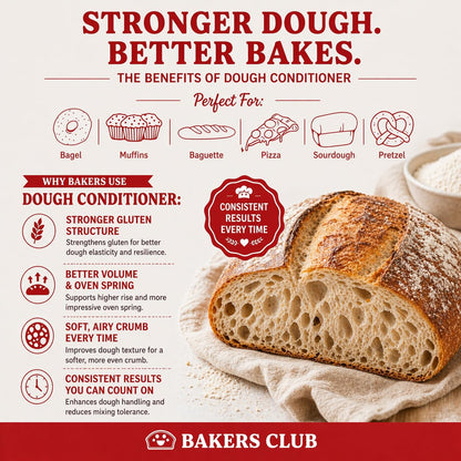 Bakers Club Artisan Dough Conditioner – Bread Improver & Baking Enhancer for Better Texture, Volume & Shelf Life – Sourdough, Pizza Crust, Bagels, Muffins, Cakes, Cookies & Pies Enhances Any Flour 10oz