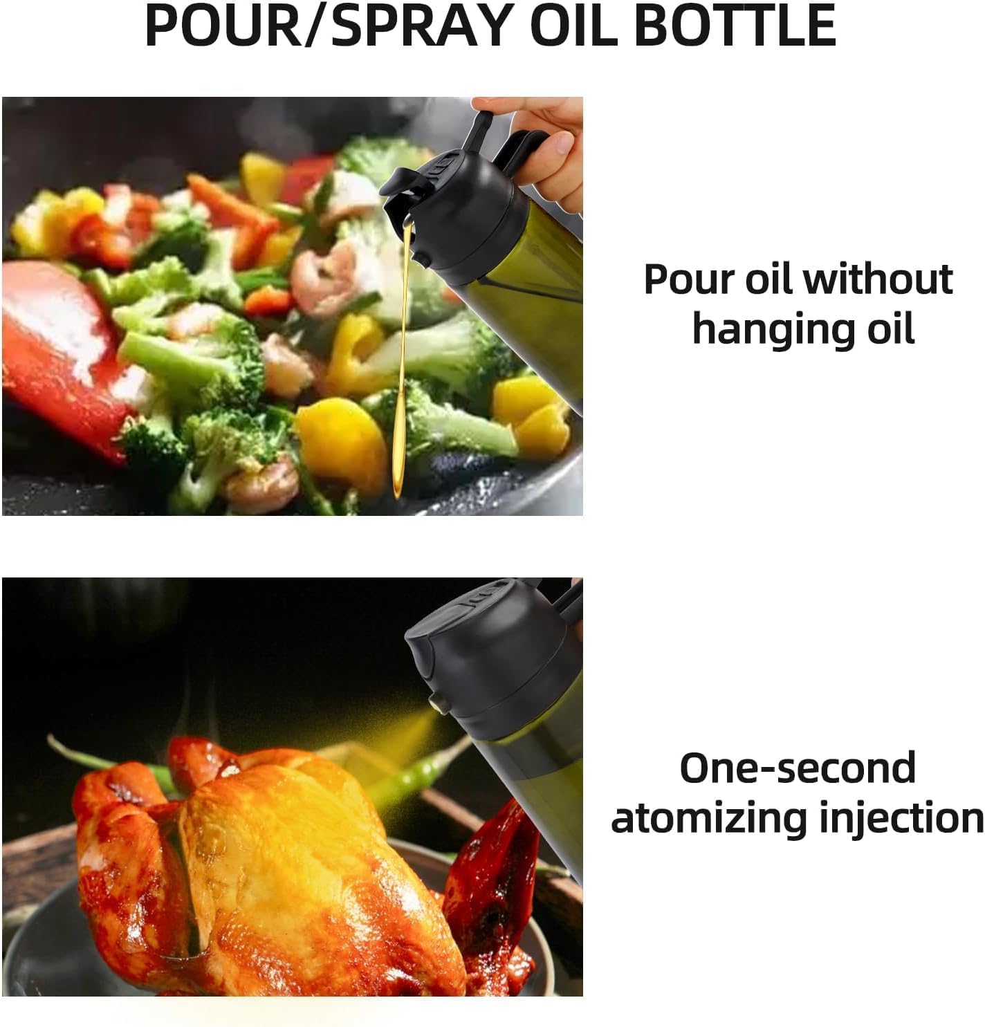 2PCS 16oz,2 1 470ml Aovdy Oil Sprayer for Cooking in Olive Oil Dispenser and Oil Sprayer - Olive Bottle Spray and Pour