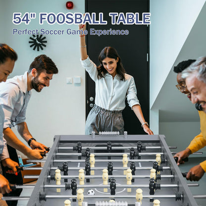 RAYKEEP Full Size Foosball Table, 54" Competition Soccer Table for Adults & Kids, Heavy-Duty Indoor Arcade Table for Game Rooms & Parties (Grey-54inch)