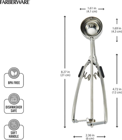 Farberware Professional Stainless Steel Cookie Dough Scoop - 8.27 Inch, Black