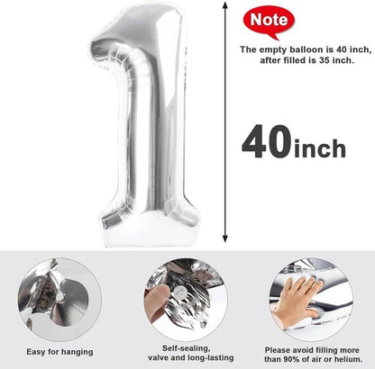 Happy 25th Birthday Decorations | Skiennix 40-Inch Silver Foil Number 25 Balloons for Women