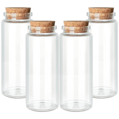 150ml / 5.07 oz. 4pcs Small Glass Bottle with Cork Lids, Potion Bottles, Decorative Jars, Memory Jar, Magic Spell Jars Vials, Sand art Bottles for Art Paint Display DIY Decoration Gift Party Favors