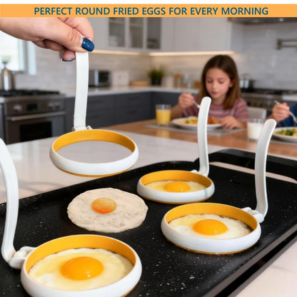 Silicone Egg Rings Set, 4-Pack Round Nonstick Mold for Fried Eggs, Pancakes, Breakfast Sandwich