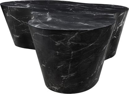 Meridian Furniture 99033Black-CT Monza Collection Art Deco Marble Finish Indoor/Outdoor Concrete Coffee Table, 59.5" W x 30.5" D x 15" H, Black