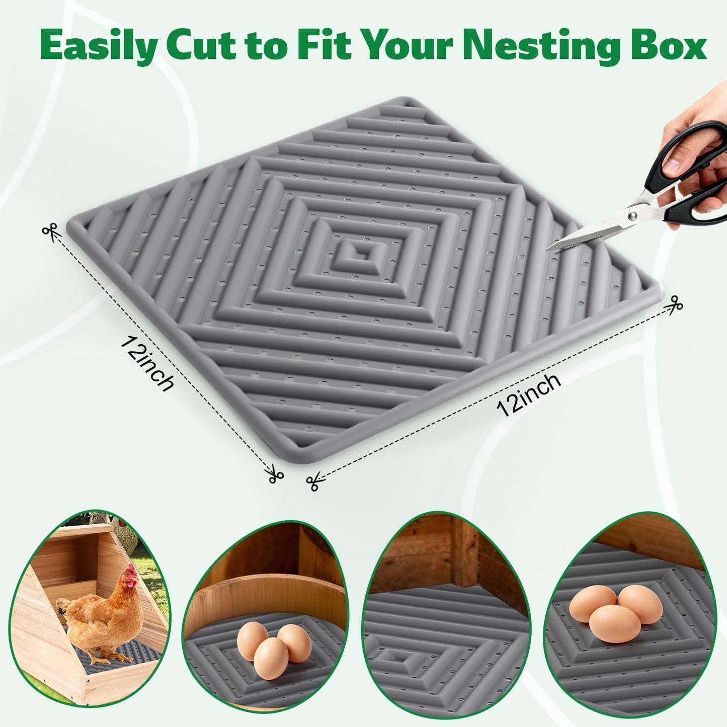12" 12", 3 Pack Chicken Nesting Pads for Chicken Coop, Washable Laying Pads for Nesting Box, Reusable Hen Nesting Box