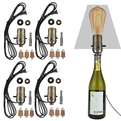 Aokpsrt Bottle Lamp Kit with 9mm Glass Drill bit DIY Lamp Kit for Liquor Bottles with Slip on Socket and 8 Feet Power Cord,No Drilling Required