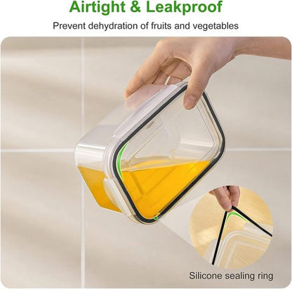 Freshmage Fruit Storage Containers - Airtight Produce Saver with Removable Colander | 6-Piece Set, Large Clear