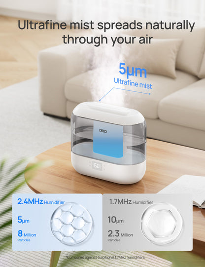 Dreo Smart Humidifiers for Bedroom, Top Fill 4L Supersized Humidifier Large Room with 28 dB, 36H Runtime, Touch/APP/Voice Control, Nightlight, Cool Mist Humidifiers for Baby, Plants, Indoor, Black