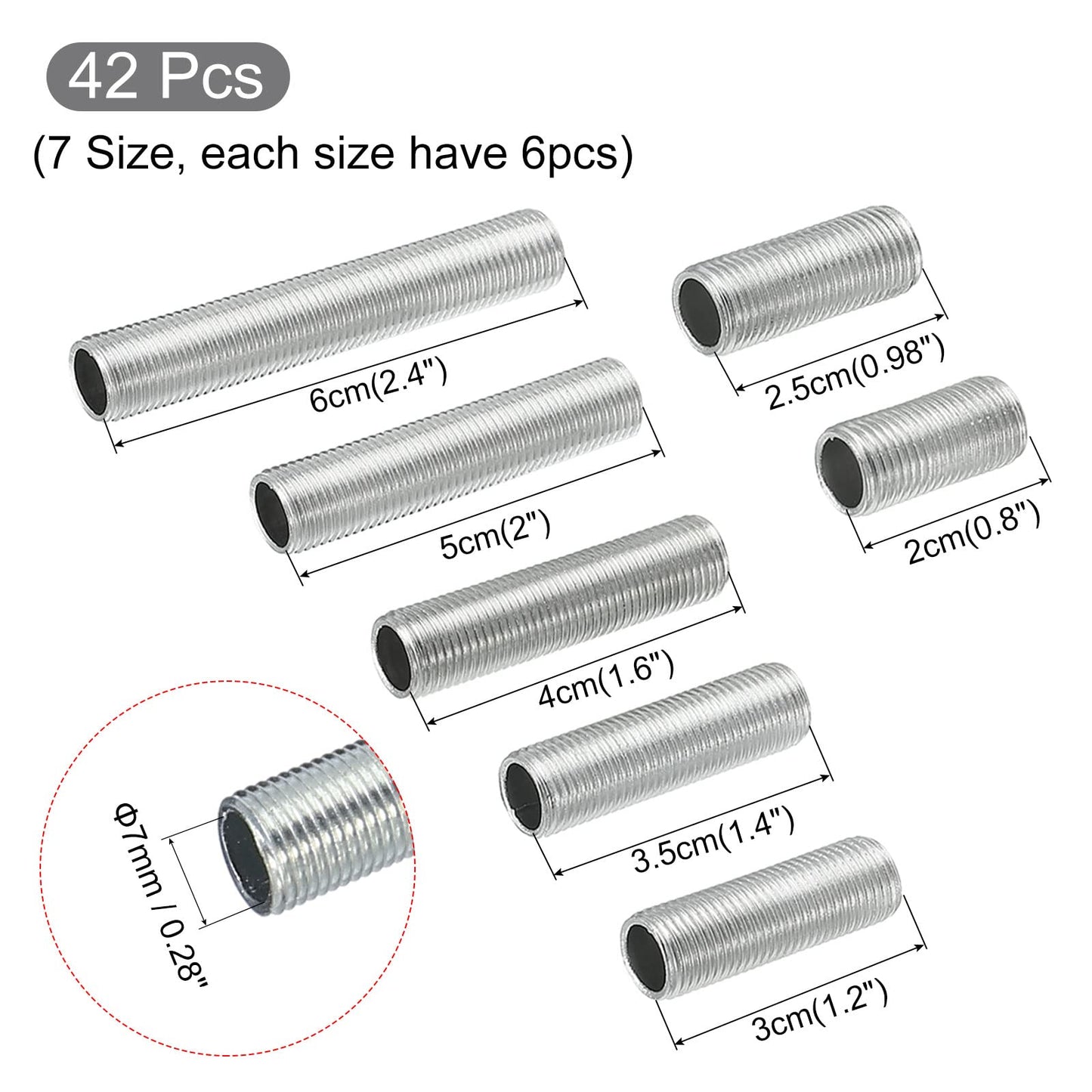 MECCANIXITY Lamp Pipe Kit with Lock Nuts Teeth Washers 1/8IP Thread Fasteners Assortment for Chandelier Ceiling Light Repair Assembly DIY Hardware, Pack of 126