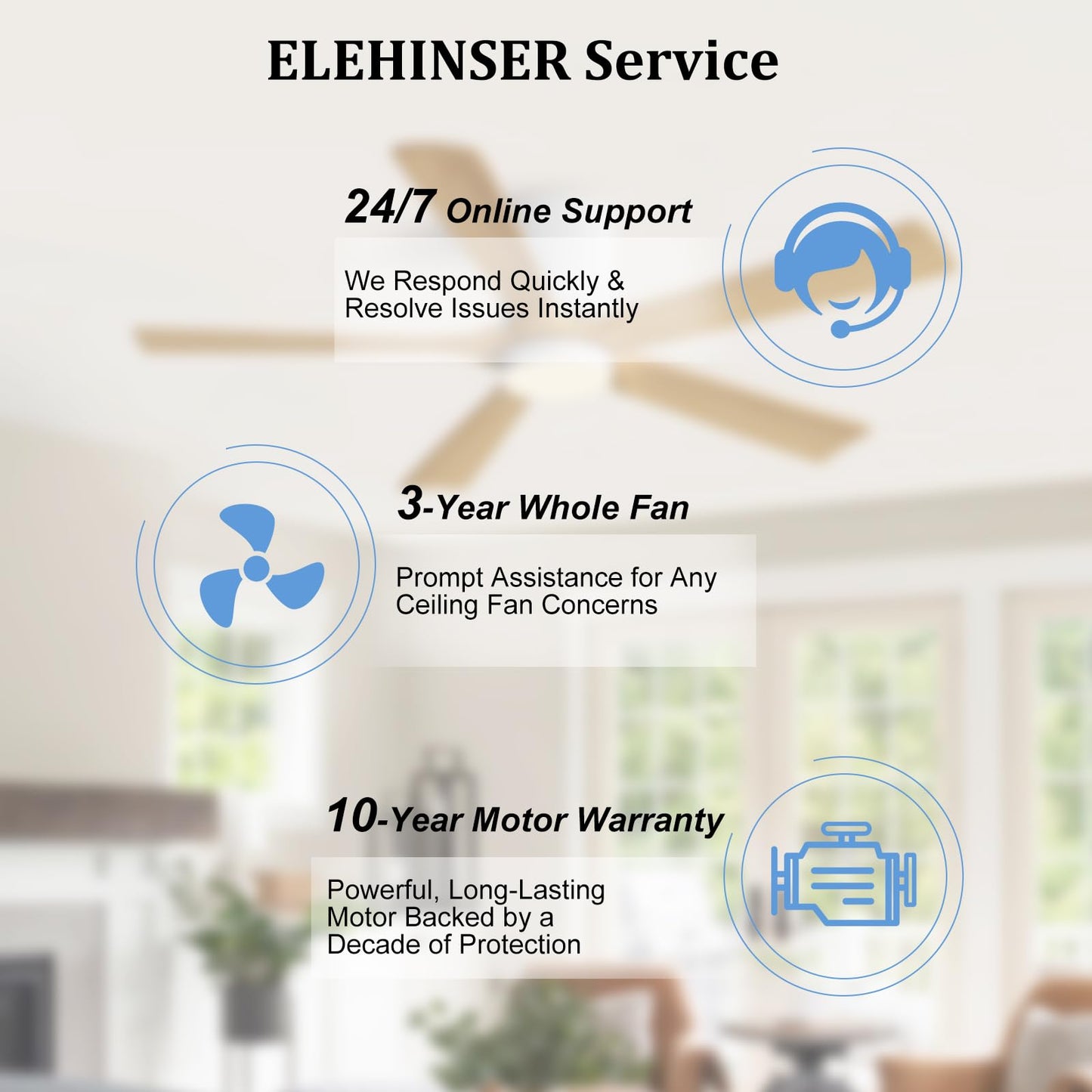 ELEHINSER 52 Inch Flush Mount Ceiling Fan with Lights, Low Profile Modern Ceiling Fan with Remote, Quiet DC Motor, 6-Speed, 3CCT,Timer, 5 Solid Wood Blades, White+Light Wood