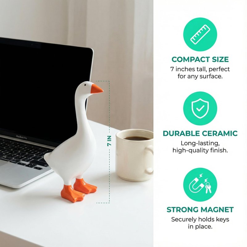 PetiKnot 7 Inch Desk Goose Statue – Cute Resin Desktop Goose Figurine for Desk Decor, for Holidays and Housewarming