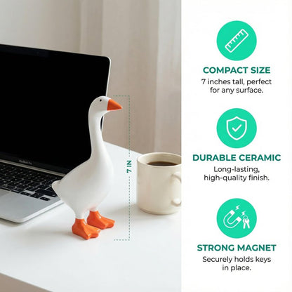 PetiKnot 7 Inch Desk Goose Statue – Cute Resin Desktop Goose Figurine for Desk Decor, for Holidays and Housewarming