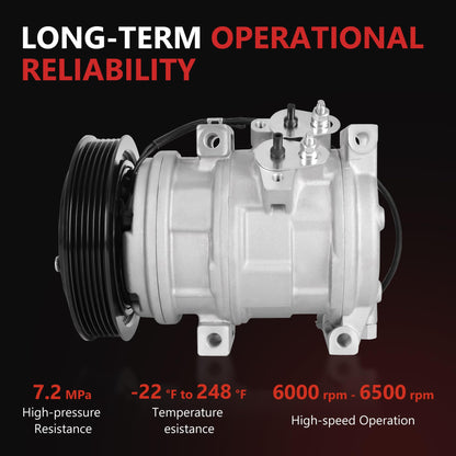 New Air Conditioner AC Compressor with Clutch Fit for 2005-2008 Honda Pilot, 2003-2007 Accord 3.0L, 2005-2007 Odyssey, 2006 Ridgeline, 2003-2006 Acura MDX 3.5L, 2004-2008 Acura TL 3.2L/3.5L #CO 10736C