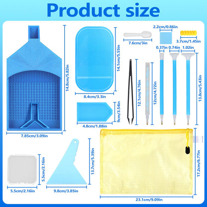MUNORIAY 31Pcs Diamond Painting Accessories,Diamond Art Tray with Lid,Diamond Painting Tools with Anti-Slip Sticky Mat & Painting Pens,Diamond Art Accessories Organizer for Diamond Art Kit for Adults