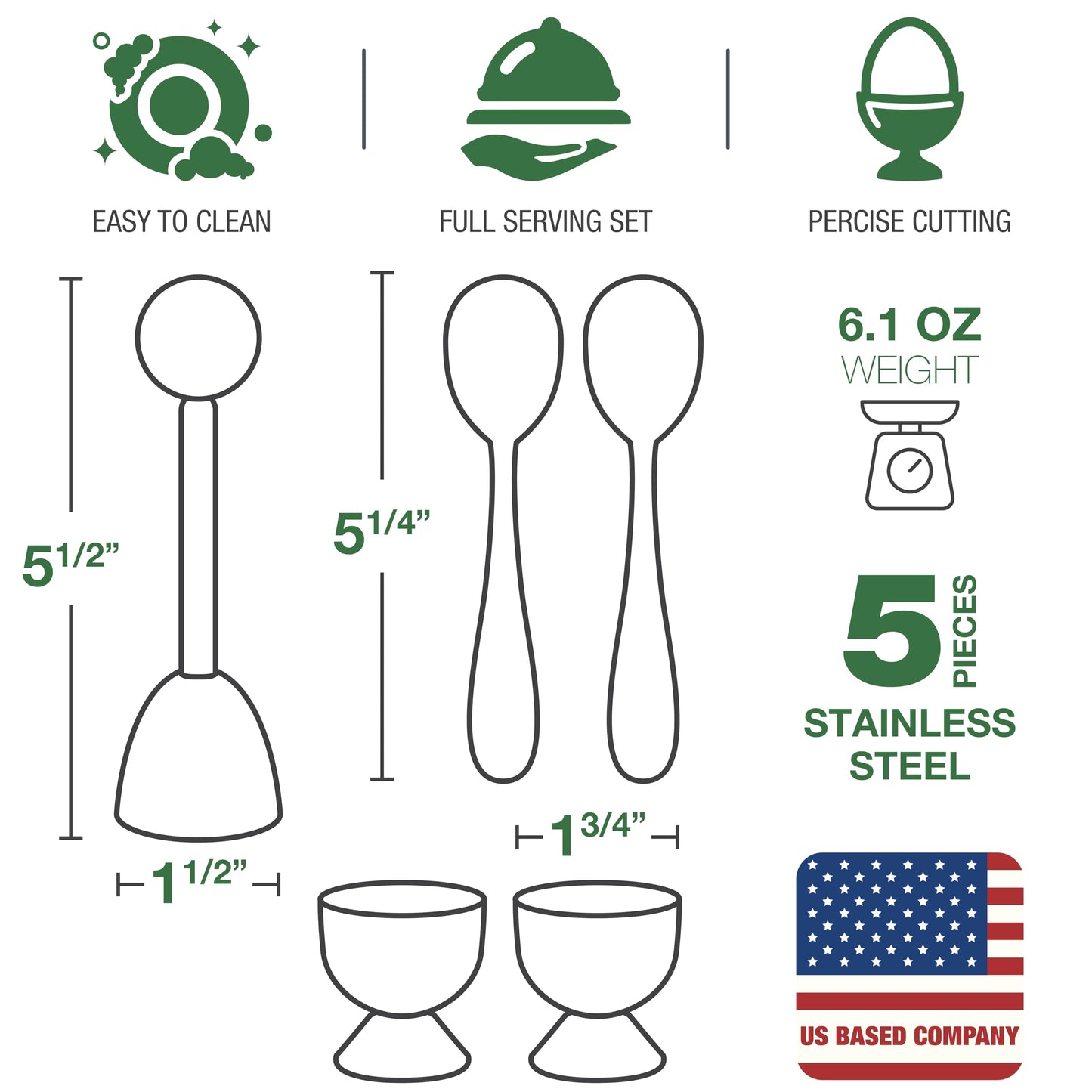 Epare Egg Cracker Topper Set & Steel Egg Cracker Topper Set - Complete Soft Boiled Egg Tool Set - Includes Egg Cups Cutter & Spoons - Holder Cup Spoon & Peeler - Easy Eggs Opener
