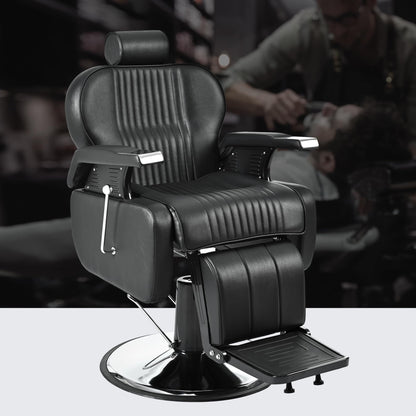Merax Heavy Duty Reclining Barber Chair, All Purpose Hydraulic Recline Styling 360° Swivel & Height Adjustable, for Barber Shop Beauty Salon Spa Equipment