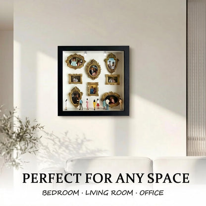 DIY Silhouette Shadow Box Frame Kit,Mini Frames for Shadow Box with Figurines and Small Bulb, Museum of us-Custom Memory Collage Frame for Pictures, Crafts & Home Decor Gift (Black)